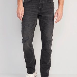Old Navy Slim Built-In Flex Ripped Black Jeans